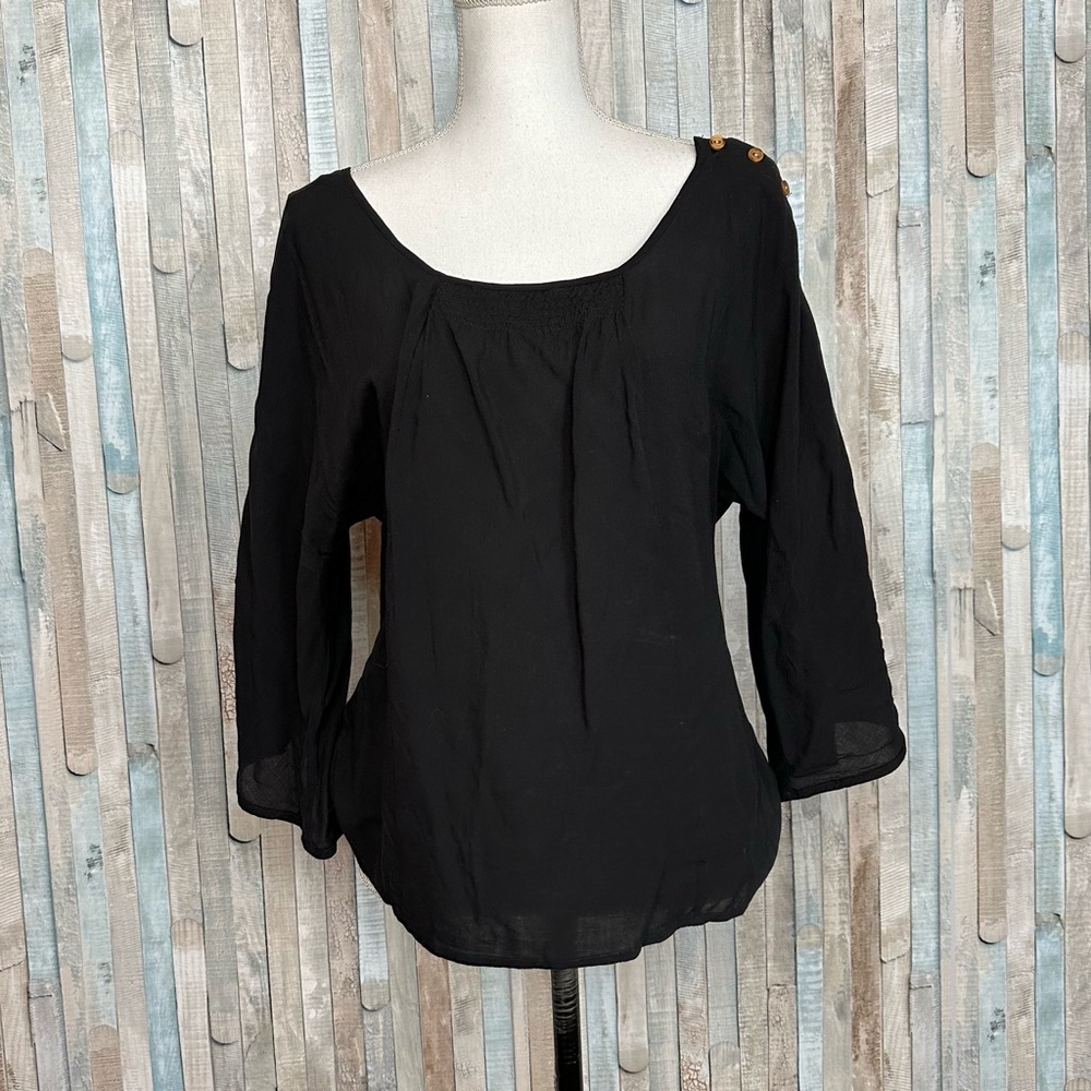 Anthropologie S Edme & Esyllte Black Bretonnes‎ Blouse Top Boho Lightweight